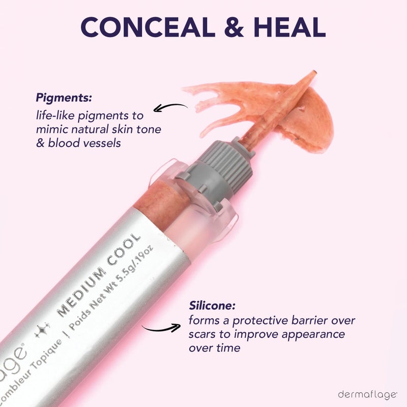 dermaflage مجموعة ملء الندبات ديرمافلاج - متوسطة باردة - تغطية الندبات العميقة وكريم الأساس المقاوم للماء لندبات حب الشباب والتجاعيد وندبات الثلج، إمداد لمدة 1 شهر - Image 5